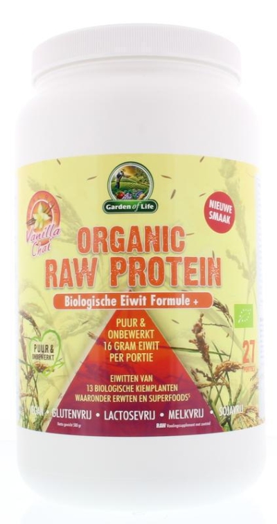 Foto van Garden of life raw organic proteine vanilla chai 580g via drogist