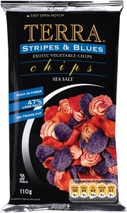 Foto van Terra chips stripes blues groenten 12 x 110g via drogist
