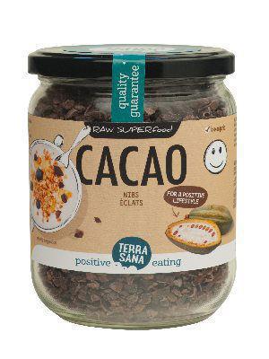 Foto van Terrasana raw cacao nibs in glas 230g via drogist