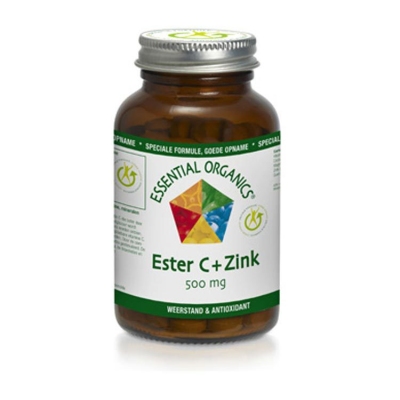 Foto van Essential organics ester c & zink 500 mg 60tab via drogist