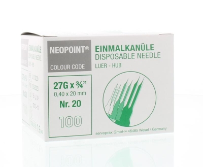Foto van Neopoint injectienaald steriel 0.4 x 20 100st via drogist