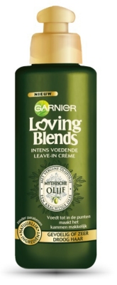 Foto van Garnier loving blends leave in creme mythische olijf 200ml via drogist
