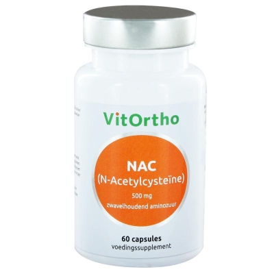 Foto van Vitortho nac n-acetyl cysteine 500 mg 60cap via drogist