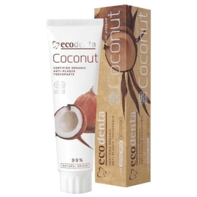 Foto van Ecodenta tandpasta coconut anti plak 100ml via drogist