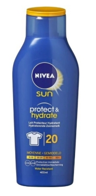 Foto van Nivea sun protect & hydrate zonnemelk spf20 400ml via drogist
