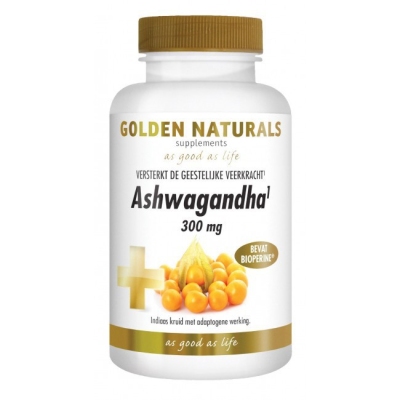 Foto van Golden naturals ashwagandha 300 mg 60cp via drogist