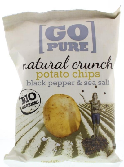 Go pure chips handcooked black pepper & seasoning 125g  drogist