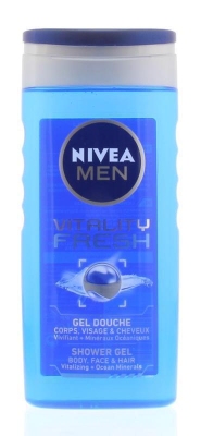 Foto van Nivea douchegel for men vitality fresh 250ml via drogist