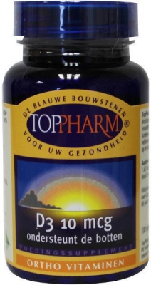 Foto van Toppharm vitamine d3 10 mcg 100tab via drogist