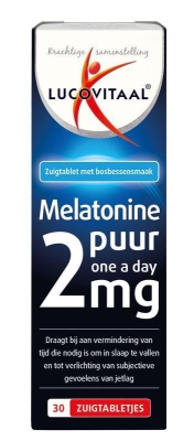 Foto van Lucovitaal melatonine puur one a day 2 mg 30 zuigtabletten via drogist