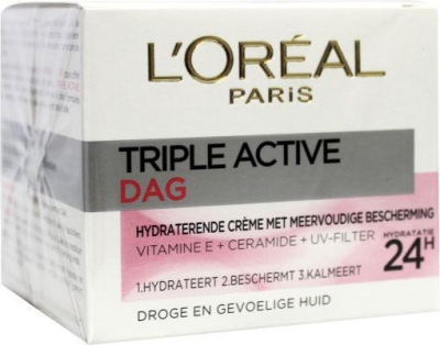 Foto van L'oréal paris dagcreme triple active droge/gevoelige huid 50ml via drogist