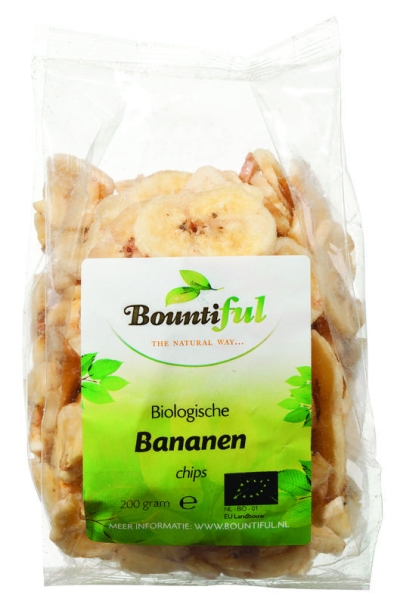 Foto van Bountiful bananen chips bio 200g via drogist