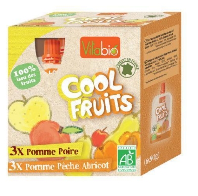 Kalibio cool fruit appel peer/appel perzik abrikoos 90g 6x90g  drogist
