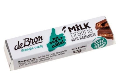 Foto van De bron chocolade melk hazelnoot suikervrij 12 x 42g via drogist
