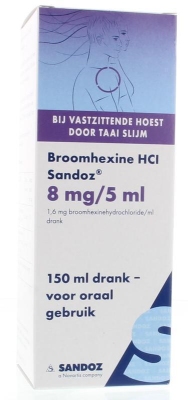 Sandoz broomhexine hcl 8 mg/5 ml 150ml  drogist