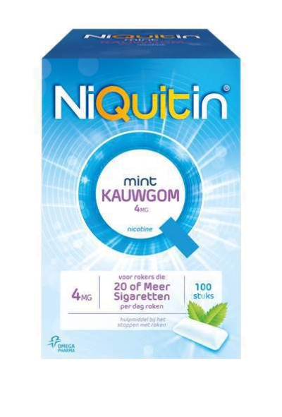 Foto van Niquitin kauwgum 4 mg 100st via drogist
