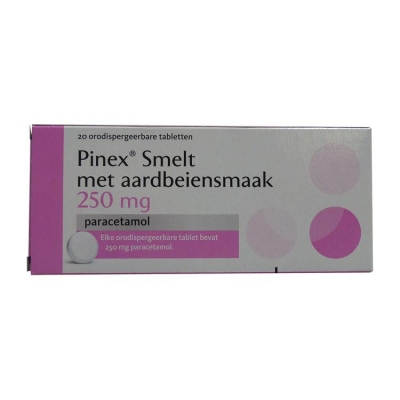 Foto van Pinex paracetamol smelttablet aardbei 250 mg 20tab via drogist