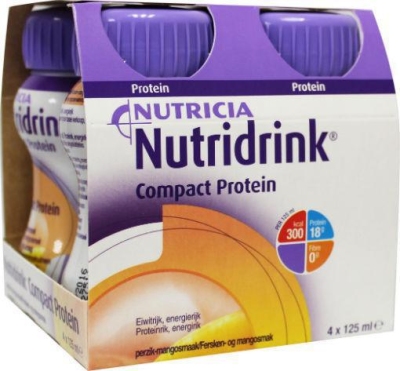 Foto van Nutridrink compact proteine perzik/mango 4x125g via drogist