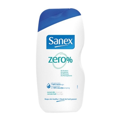 Foto van Sanex shower zero % normal skin 500ml via drogist