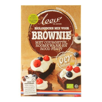 Foto van Leev bio mix brownie framboos & bosbes 400g via drogist