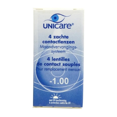 Foto van Unicare contactlenzen maandlenzen min 1.00 4pack via drogist