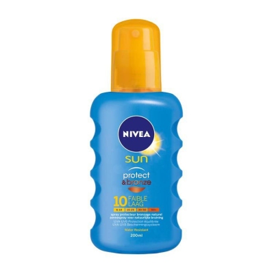 Nivea zonnebrand spray protect & bronze spf10 200ml  drogist