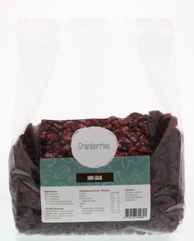 Mijnnatuurwinkel cranberries rietsuiker 1000g  drogist