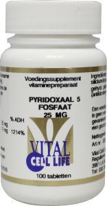 Foto van Vital cell life pyridoxal 5 fosfaat 25mg b6 100tab via drogist