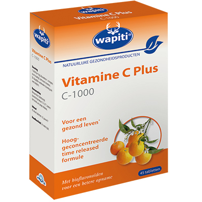 Foto van Wapiti vitamine c plus 1000 mg 45tab via drogist