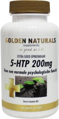 Foto van Golden naturals 5-htp 200 mg 60cap via drogist