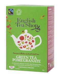 Foto van English tea shop green tea pomegranate 20bt via drogist