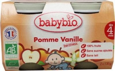 Foto van Babybio dessert appel vanille 2x130g via drogist