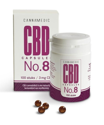 Foto van Cannamedic cbd capsules nr 8 3 mg 100ca via drogist