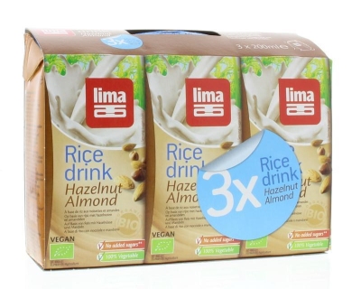 Lima rice drink hazelnoot-amandel 200 ml 3x200  drogist