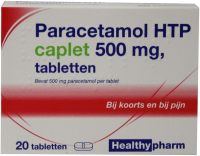 Foto van Healthypharm paracetamol 500mg caplet 20tab via drogist