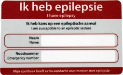 Foto van Zorgtotaal epilepsie noodkaart 10st via drogist