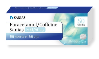 Foto van Sanias paracetamol coffeine 500/50 mg 50tb via drogist