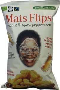Foto van Joannusmolen mais flips peanuts spicy peppercorn fairtrade 75g via drogist