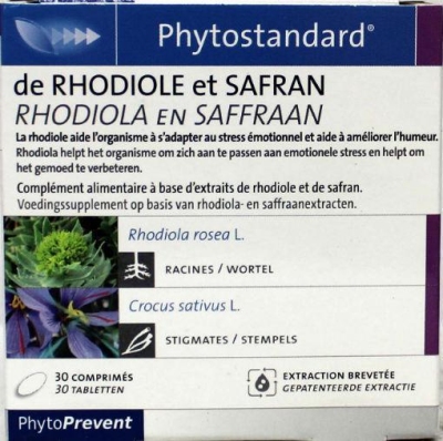 Foto van Phytostandard rhodiola saffraan 30tb via drogist