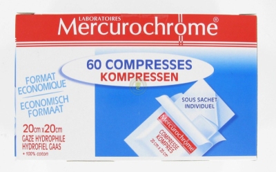 Mercurochrome kompressen 20x20cm 60 stuks  drogist