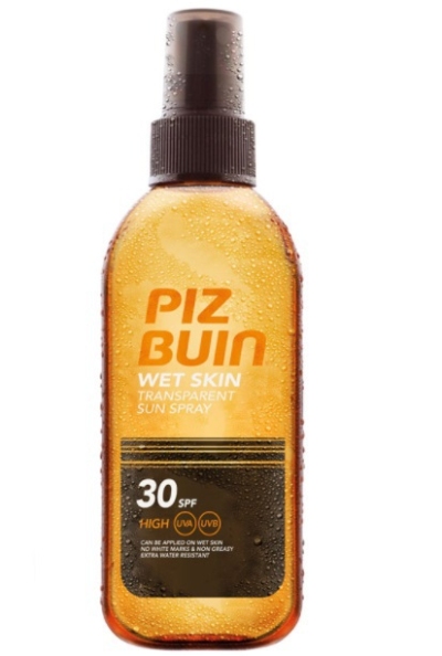 Foto van Piz buin zonnebrand spray wet skin transparent spf30 150ml via drogist