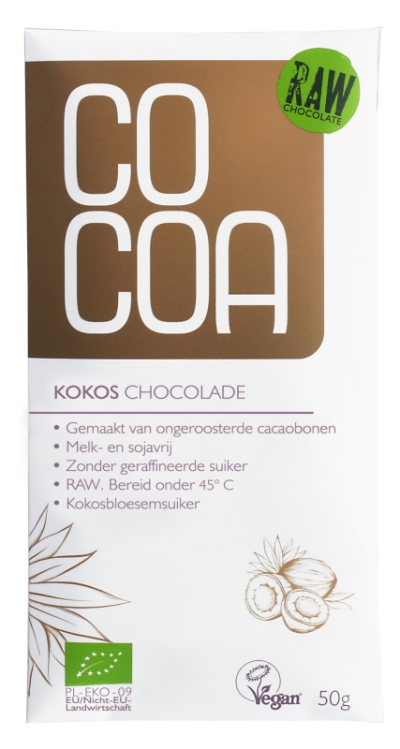 Cocoa reep raw chocolade kokos 50gr  drogist