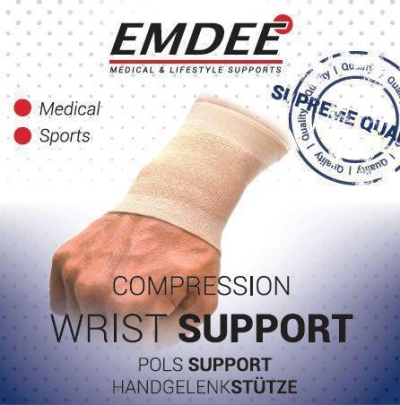Foto van Emdee elastische ondersteuning pols huidkleur maat l 1st via drogist
