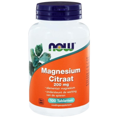 Foto van Now magnesium citraat 200mg 100 tabletten via drogist