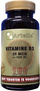 Foto van Artelle vitamine d3 25 mcg 100sft via drogist
