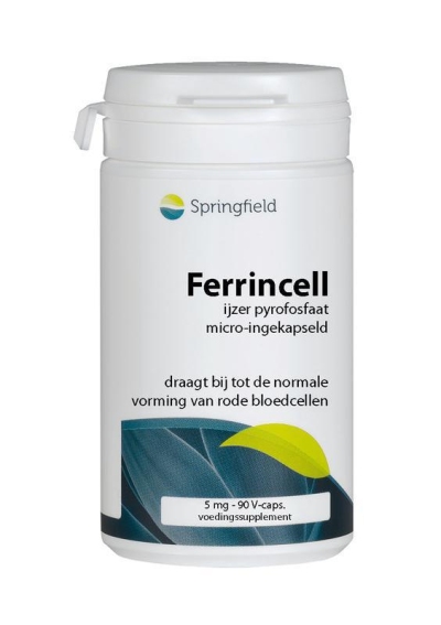 Foto van Springfield ferrincell 44mg - ijzer pyrofosfaat 5mg 90vcap via drogist
