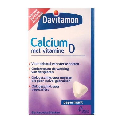 Foto van Davitamon calcium & d mint 60st via drogist