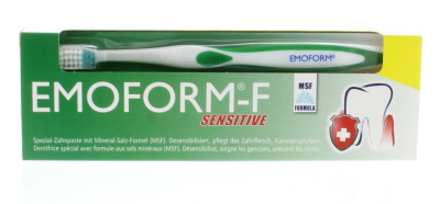 Foto van Emoform tandpasta fluor + tandenborstel 85ml via drogist