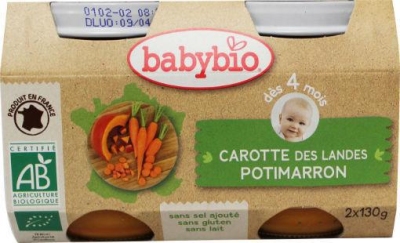 Foto van Babybio groenten wortel potimarron 2x130g via drogist