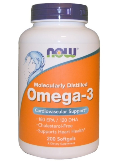 Foto van Now omega-3 basis 180 mg epa 120 mg dha softgels 200sft via drogist